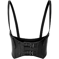 JASGOOD Women Faux Leather Corset Waist Belt Elastic Wide
